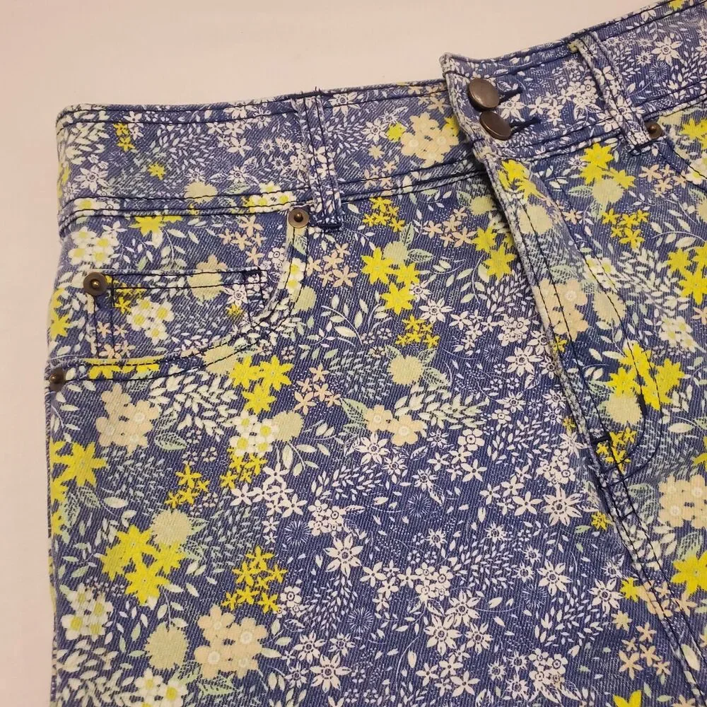 Laura Ashley & UO URBAN OUTFITTERS Denim Blue Floral Mini Jean Skirt Medium